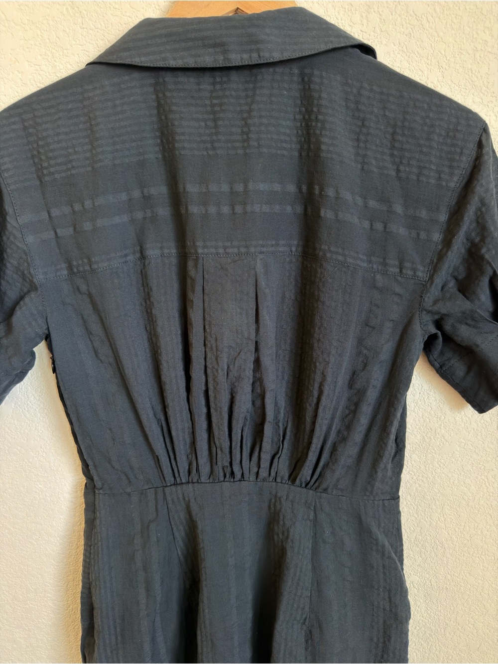 L'Academie The Court Mini Dress S Black Ruched Wrap Cotton Short Sleeve Revolve - Picture 11 of 11